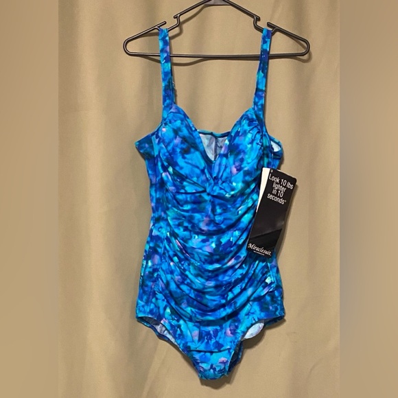 Miraclesuit Tummy Control  Slimming One-Piece Swimsuit Blue Women’s 20W NWT - Picture 1 of 5